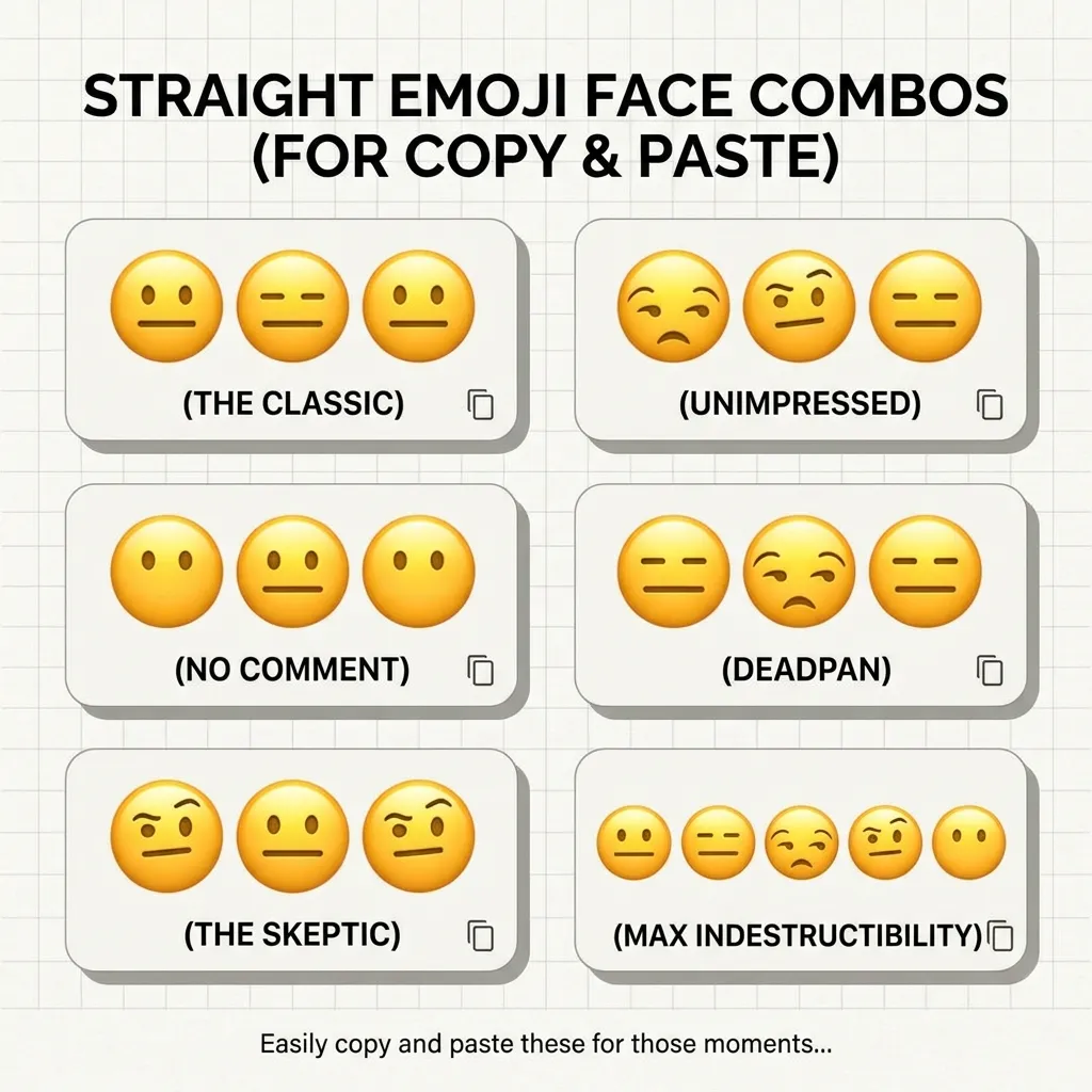 Best straight emoji face combos copy & paste