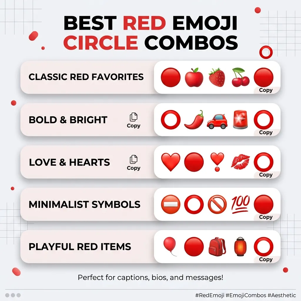 Best red emoji circle combos copy & paste