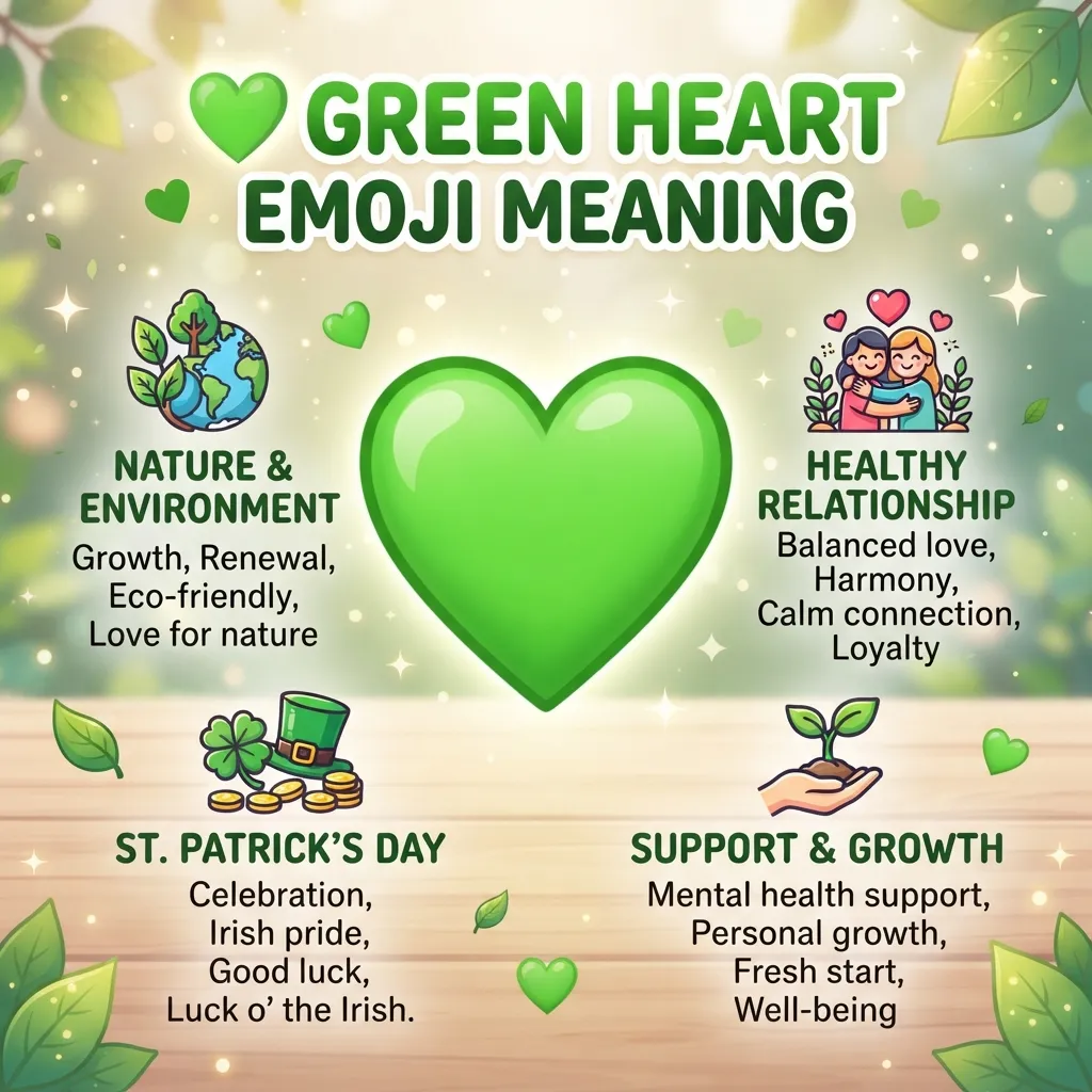 What do green heart emoji meaning?